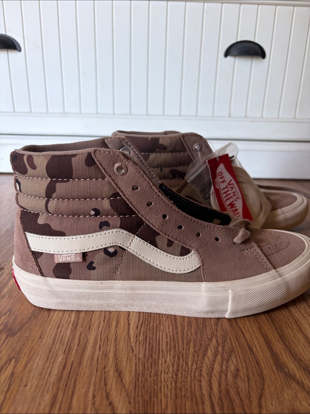 Vans High-Top Sneakers in Brown Camo with White Stripe
